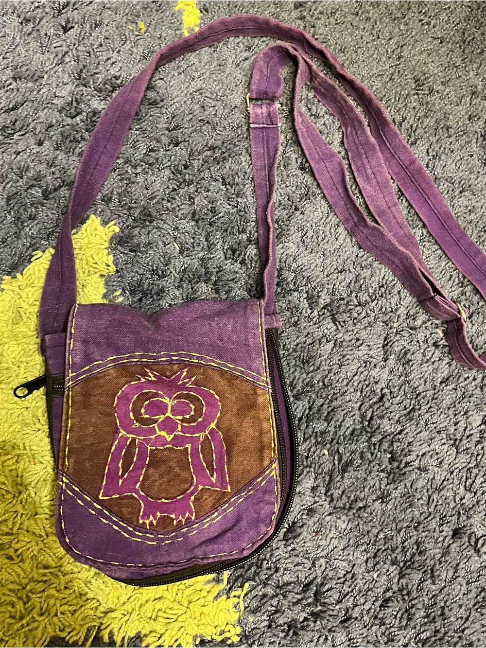 Purple Owl Mini Crossbody Bag